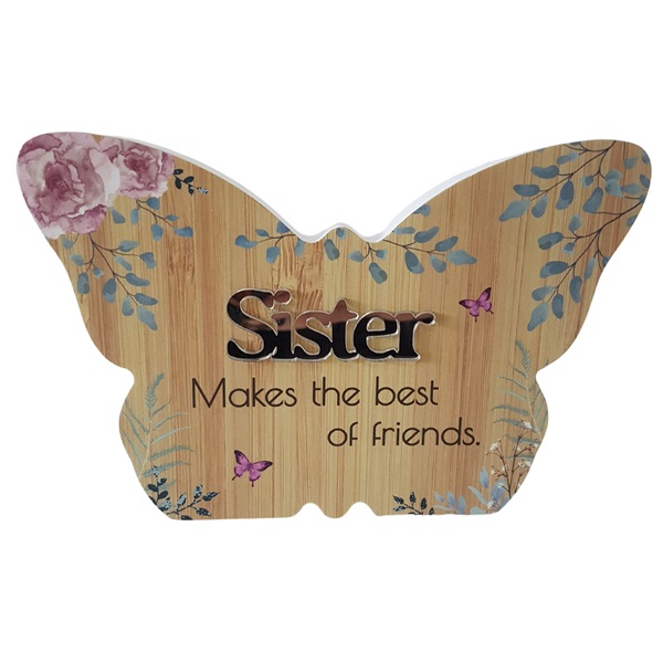 SISTER - Wooden Butterfly Plaque